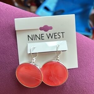 Nine West Coral and Silver Earrings
